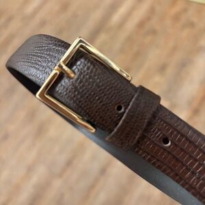 Genuine Lizard Grain Cowhide Leather Belt with Gold Buckle Size 36